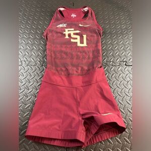 NIKE Pro Elite FSU Seminoles Unitard Speedsuit Small Womens Maroon Gold ACC
